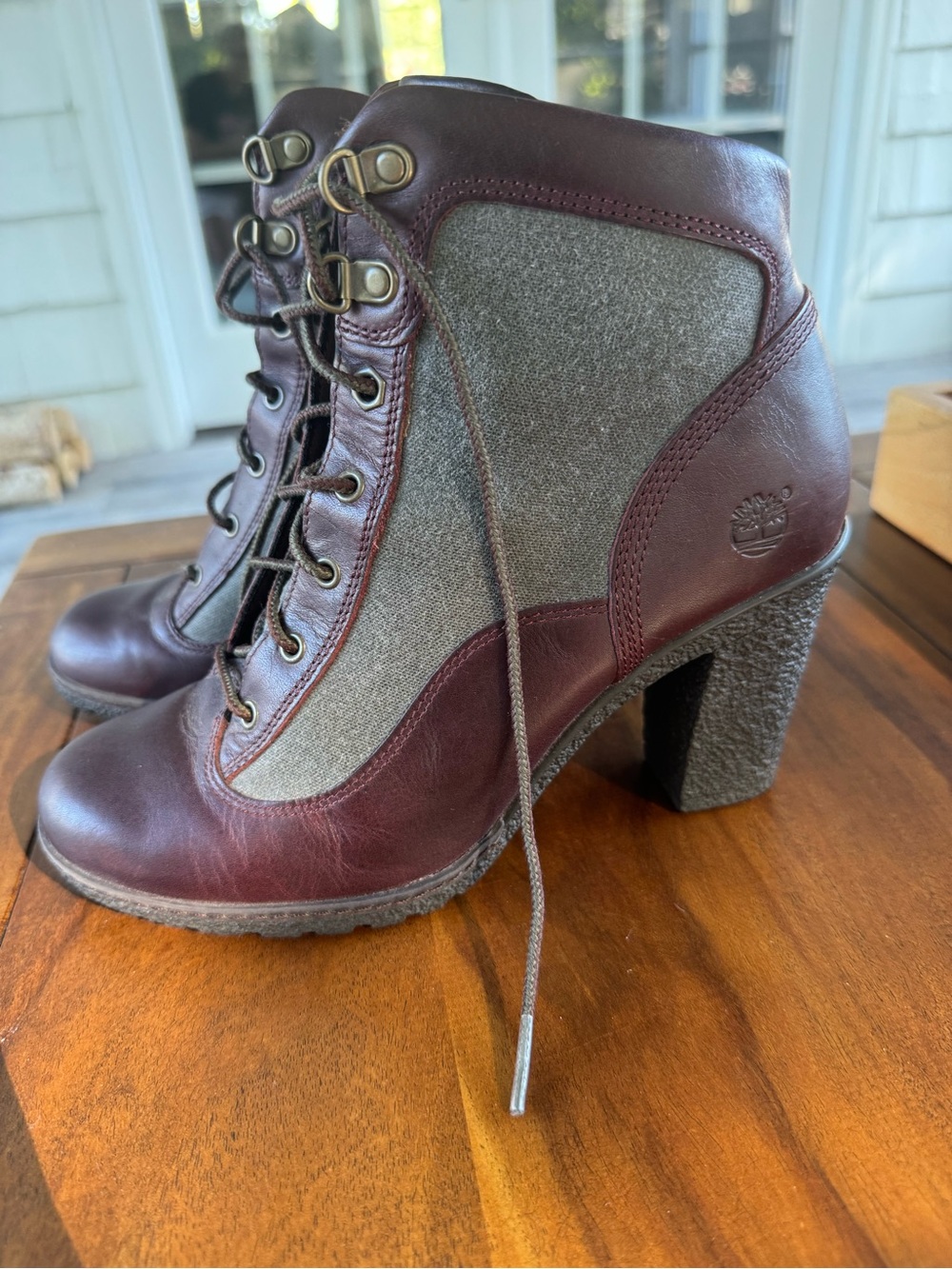Timberland Glancy A11T5 Burgundy Heeled Hiker look Boots 7.5